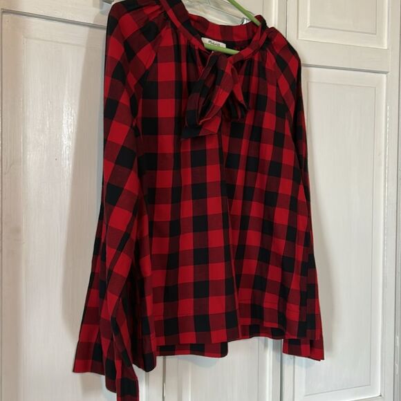 Madewell buffalo plaid blouse with tie - Size M - Picture 7 of 8